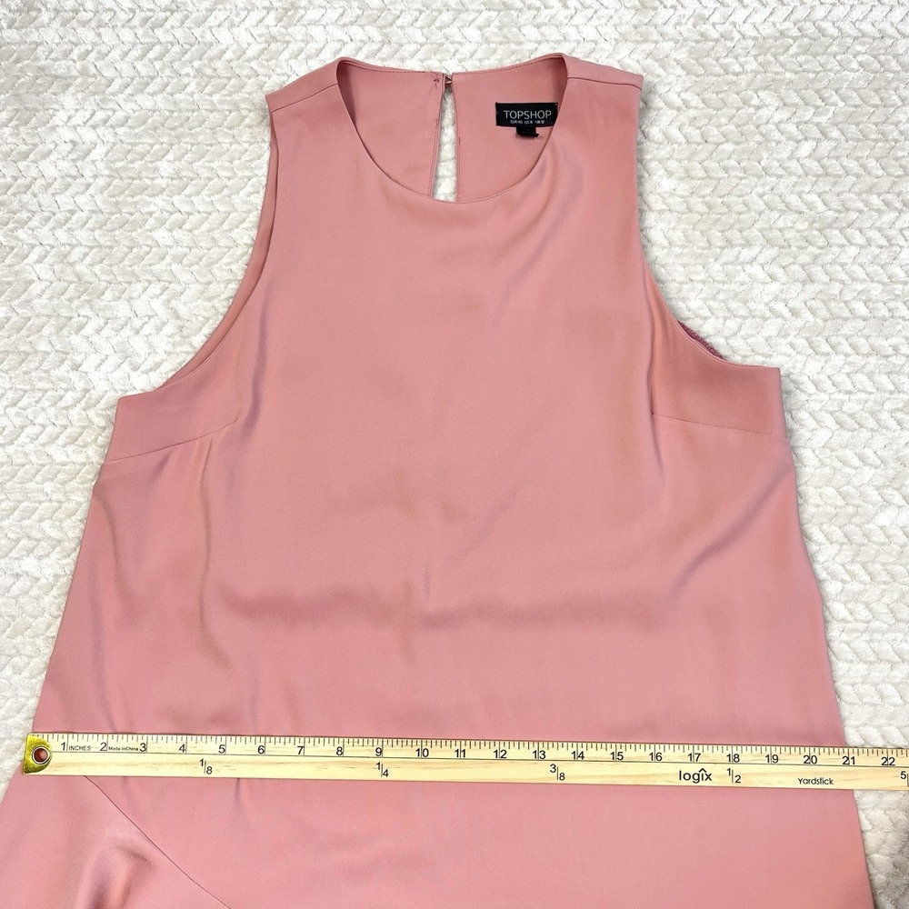 Topshop Asymmetrical Ruffle Midi Dress Dusty Rose Size 8 Prom Soft Girl Romantic - Picture 11 of 14